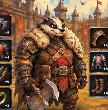 Armored badger adventurer from the game